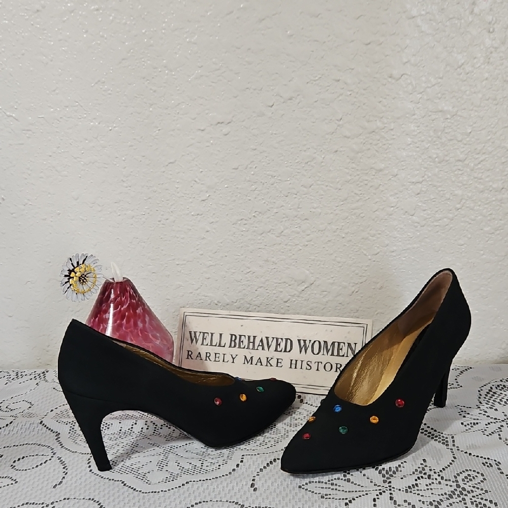 Charles Jordan Paris Vintage Embellished Satin Pumps